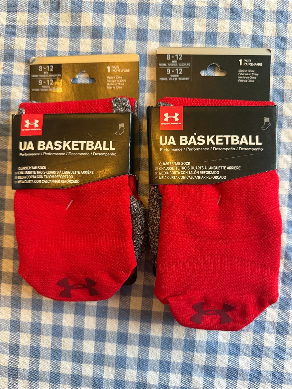 Under Armour Red UA Basketball Quarter Tab Socks - Two Pairs